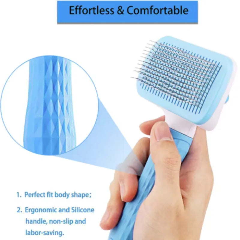 Self-Cleaning Pet Grooming Brush for Dogs & Cats – Deshedding Hair Removal Tool