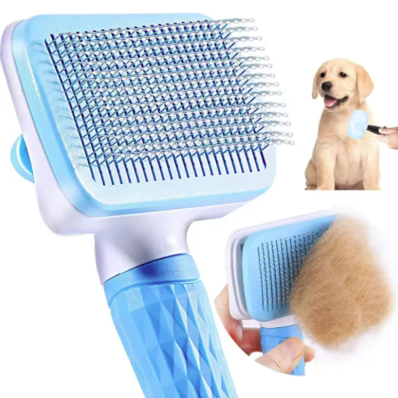 Self-Cleaning Pet Grooming Brush for Dogs & Cats – Deshedding Hair Removal Tool