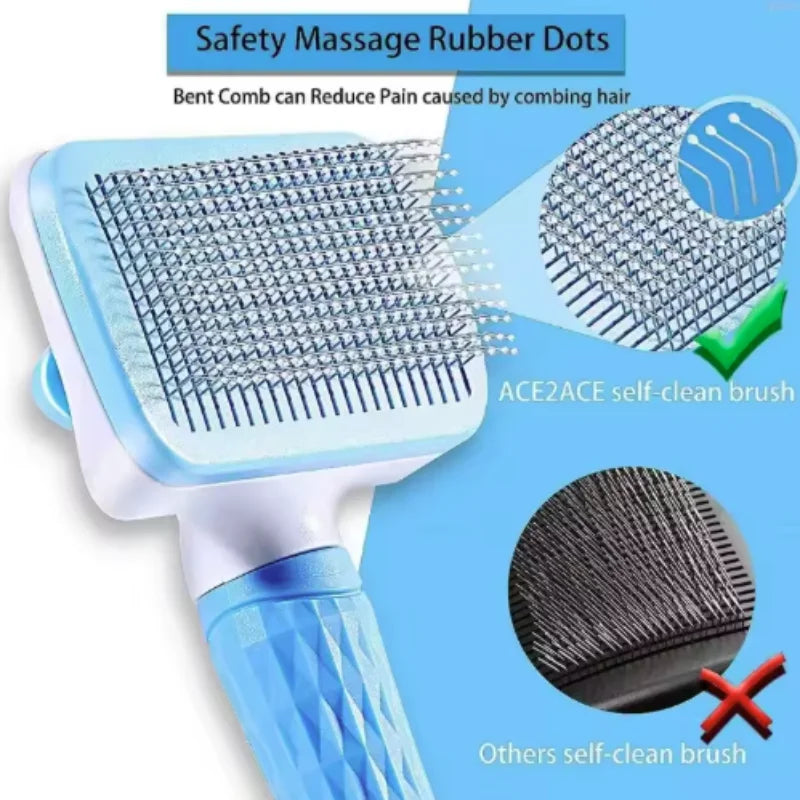 Self-Cleaning Pet Grooming Brush for Dogs & Cats – Deshedding Hair Removal Tool